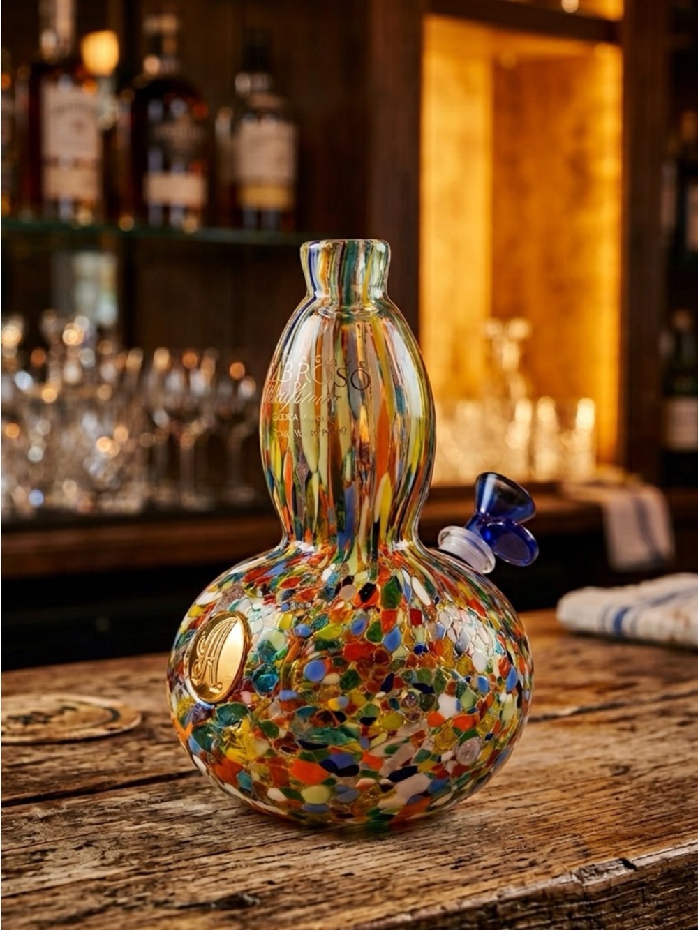 Handblown Multicolor Glass Art Vase by